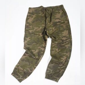 American Eagle Jogger Pants Men L Camo Khaki Green Flex Cargo Military 34 x 27